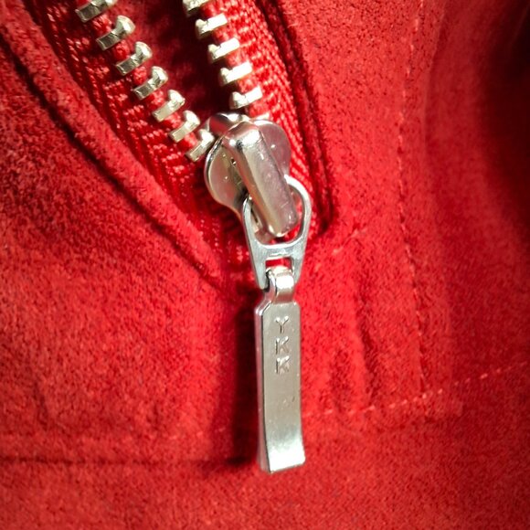 Peplum Crop Sz 16P Conrad C Proportion Petite Red Suede Blazer Jacket Zip Lined - Picture 5 of 15